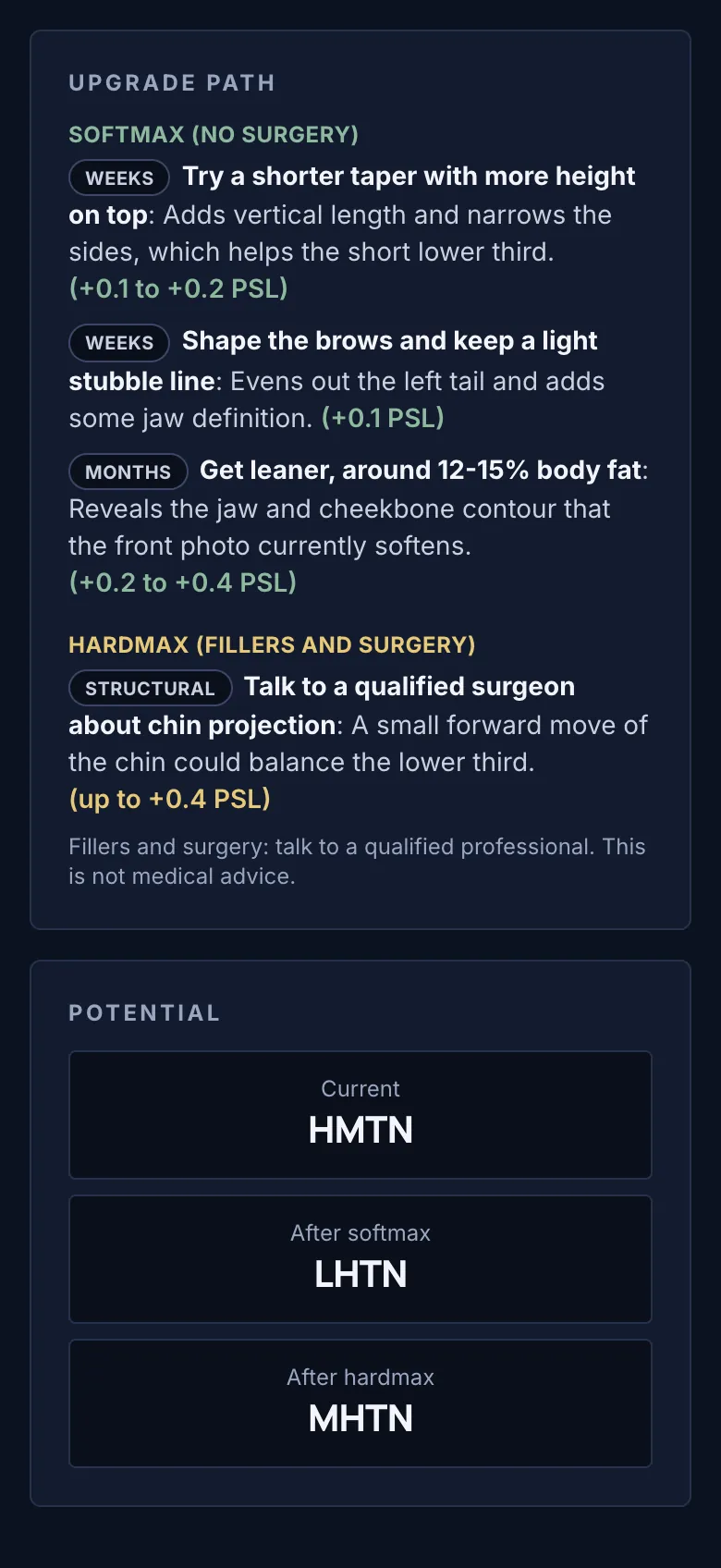 Sample full report — Softmax and Hardmax upgrade path with potential tiers, fictional AI-generated person